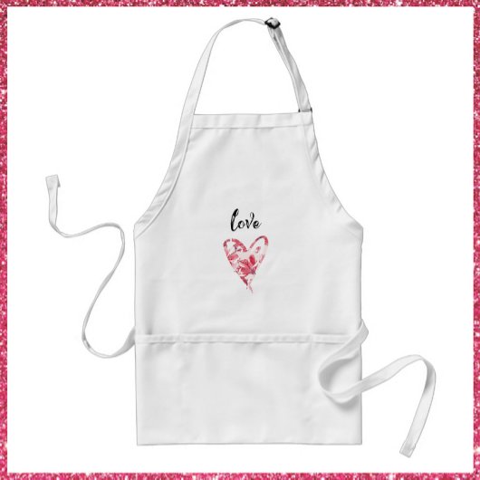 ピンクかわいらしラブフローラハート スタンダードエプロン