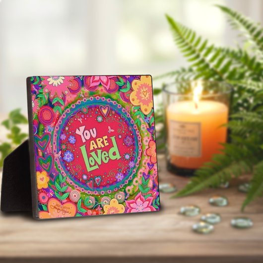 ピンクかわいらしラブ引用文フローラ感動的 フォトプラーク