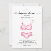 ピンクかわいらしランジェリーブライダルシャワー 招待状 (正面)