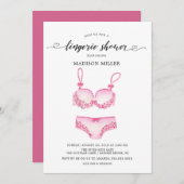 ピンクかわいらしランジェリーブライダルシャワー 招待状 (正面/裏面)