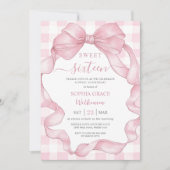 ピンクかわいらしリボン弓Sweet sixteen16誕生日 招待状 (正面)