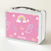 ピンクかわいらしレインボーバガーリーードスクール メタルランチボックス (裏面)
