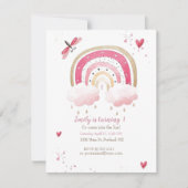 ピンクかわいらしレインボーベビー誕生会カスタム会 招待状 (正面)