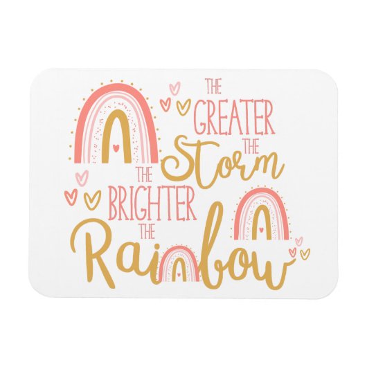 ピンクかわいらしレインボー勇気付けられる引用文 マグネット (横)