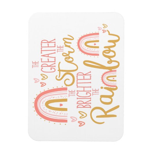 ピンクかわいらしレインボー勇気付けられる引用文 マグネット (縦)