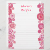 ピンクかわいらしレシピバインダー挿入レターページ (正面/裏面)