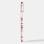 ピンクかわいらしレッドブルーグリーン白タータンチェックパターン iPhoneケース (右側面)