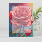 ピンクかわいらしレッドローゼス抽象芸術結婚式招待状 招待状 (スタンド正面)