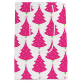 ピンクかわいらしレトロのクリスマスツリーパターン ミディアムペーパーバッグ (裏面)