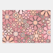 ピンクかわいらしレトロ花ヴィンテージ花柄 ラッピングペーパーシート (正面)