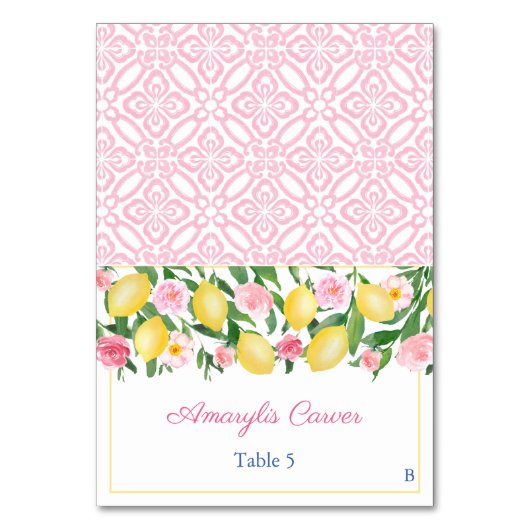 ピンクかわいらしレモンズの食事の選択結婚座席表 テーブルナンバー (正面)