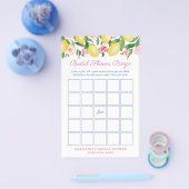 ピンクかわいらしレモンブライダルシャワービンゴゲームカード チラシ (シングル)