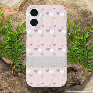 ピンクかわいらしレースのハートパタガーリーーン iPhone 16ケース