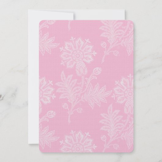 ピンクかわいらしレースフローラブライダルシャワー 招待状 (裏面)