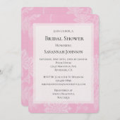 ピンクかわいらしレースフローラブライダルシャワー 招待状 (正面/裏面)