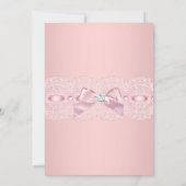 ピンクかわいらしレース弓ハイティーブライダルシャワー 招待状 (裏面)