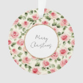 ピンクかわいらしローズのクリスマス オーナメント (正面)