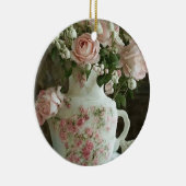 ピンクかわいらしローズインヴィンテージアンティーク中国ティーポット セラミックオーナメント (右)