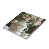 ピンクかわいらしローズインヴィンテージアンティーク中国ティーポット タイル (側面)