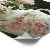 ピンクかわいらしローズインヴィンテージアンティーク中国ティーポット ポスター (角)