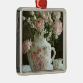 ピンクかわいらしローズインヴィンテージアンティーク中国ティーポット メタルオーナメント (右)