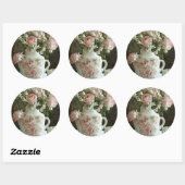 ピンクかわいらしローズインヴィンテージアンティーク中国ティーポット ラウンドシール (シート)