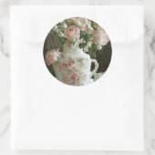 ピンクかわいらしローズインヴィンテージアンティーク中国ティーポット ラウンドシール (バッグ)