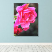 ピンクかわいらしローズキャンバス印刷 キャンバスプリント (インサイチュ (ウッドフロア))