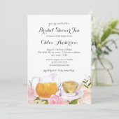 ピンクかわいらしローズティーカップブライダルシャワー招待状 招待状 (スタンド正面)