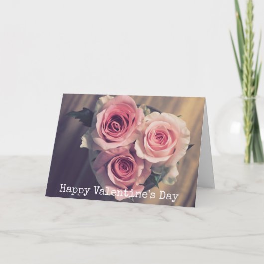 ピンクかわいらしローズハートバレンタインズデイカード シーズンカード (正面)