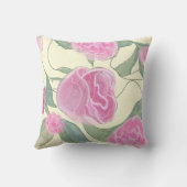 ピンクかわいらしローズパターンデジタル水彩 クッション (裏面)
