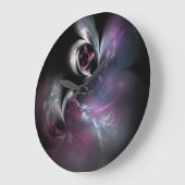 ピンクかわいらしローズフラクタル ラージ壁時計 (傾斜)