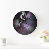 ピンクかわいらしローズフラクタル ラージ壁時計 (ホーム)