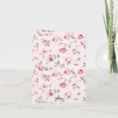ピンクかわいらしローズフローラありがとう カード (裏面)