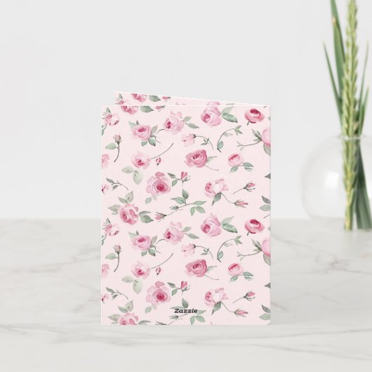 ピンクかわいらしローズフローラありがとう カード (裏面)