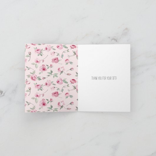 ピンクかわいらしローズフローラありがとう カード (内部)