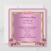 ピンクかわいらしローズフローラフォトバースデーパーティー 招待状 (裏面)