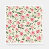 ピンクかわいらしローズフローラブライダルシャワー スタンダードランチョンナプキン (正面)