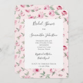 ピンクかわいらしローズフローラブライダルシャワー 招待状 (正面/裏面)