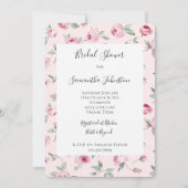 ピンクかわいらしローズフローラブライダルシャワー 招待状 (正面)