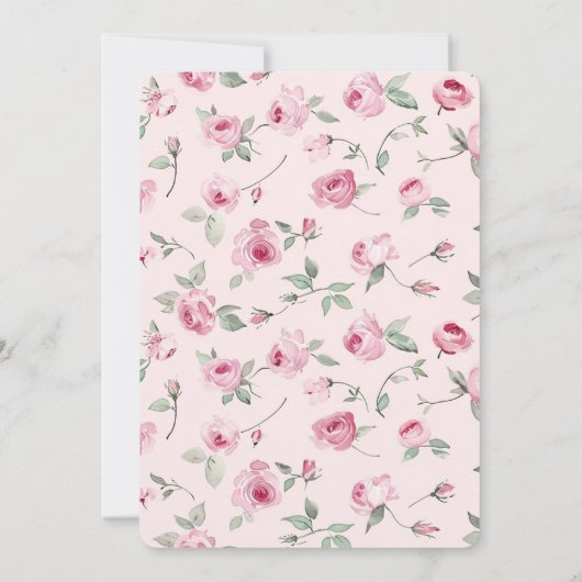 ピンクかわいらしローズフローラベビーシャワー 招待状 (裏面)