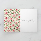 ピンクかわいらしローズフローラ結婚ズラブ カード (内部)