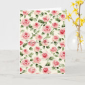 ピンクかわいらしローズフローラ結婚ズラブ カード (黄色い花)