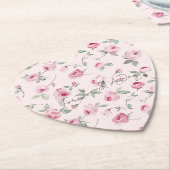 ピンクかわいらしローズフローラ結婚ズ ペーパーコースター (アングル)
