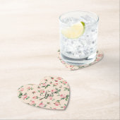 ピンクかわいらしローズフローラ結婚ズ ペーパーコースター (インサイチュ)