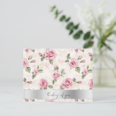 ピンクかわいらしローズフローラ考えズ・オブ・ユー ポストカード (スタンド正面)