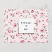 ピンクかわいらしローズフローラ考えズ・オブ・ユー ポストカード (正面)