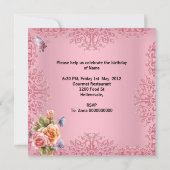 ピンクかわいらしローズフローラ誕生会 招待状 (裏面)