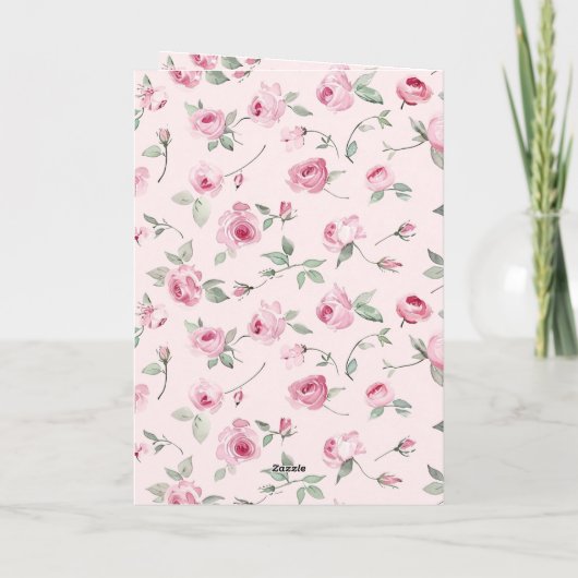 ピンクかわいらしローズフローラ誕生日 カード (裏面)