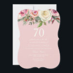 ピンクかわいらしローズフローラ70誕生日感じ招待状 招待状<br><div class="desc">ピンクかわいらしローズフローラ70誕生日感じ招待状美しいフローラ水の色のデザイン完全にカスタマイズ/パーソナライズされたカスタマイズ</div>
